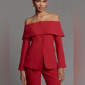 ANTHROPOLOGIE EXTRO&VERT corset off the shoulder blazer & matching pant set